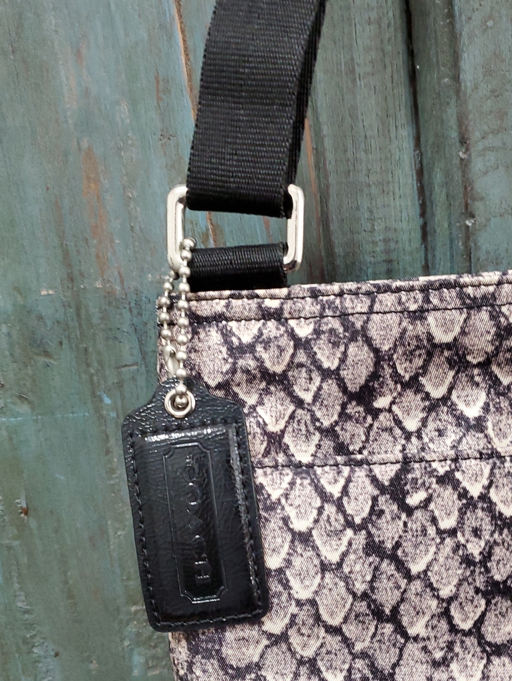 Coach Gray and Black Snake-Print Nylon Crossbody Bag, NWOT - Picture 7 of 13